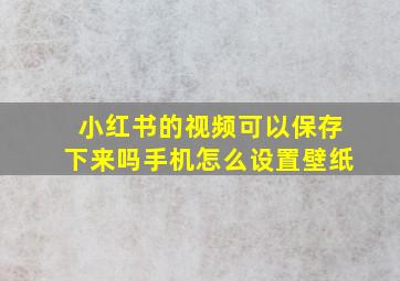 小红书的视频可以保存下来吗手机怎么设置壁纸