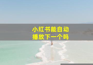 小红书能自动播放下一个吗