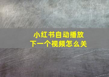 小红书自动播放下一个视频怎么关