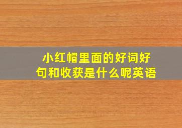 小红帽里面的好词好句和收获是什么呢英语