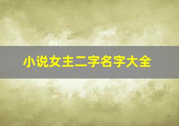 小说女主二字名字大全