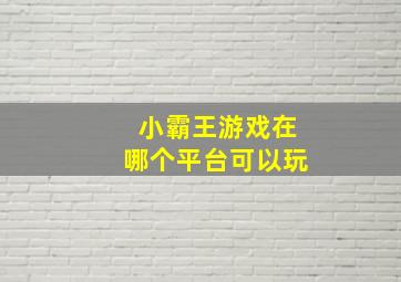 小霸王游戏在哪个平台可以玩