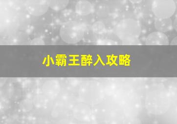 小霸王醉入攻略