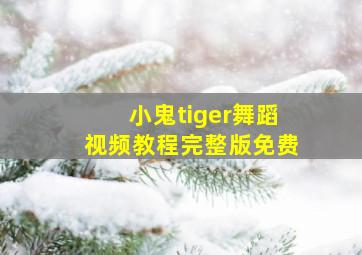 小鬼tiger舞蹈视频教程完整版免费