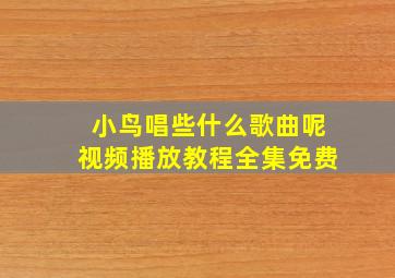 小鸟唱些什么歌曲呢视频播放教程全集免费