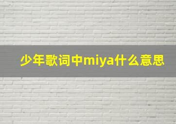 少年歌词中miya什么意思