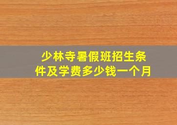 少林寺暑假班招生条件及学费多少钱一个月