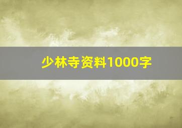 少林寺资料1000字