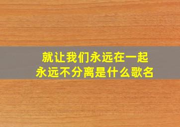 就让我们永远在一起永远不分离是什么歌名