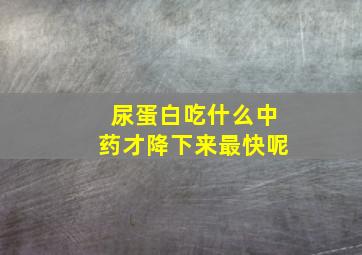 尿蛋白吃什么中药才降下来最快呢