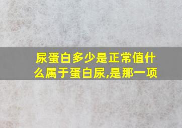 尿蛋白多少是正常值什么属于蛋白尿,是那一项