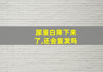 尿蛋白降下来了,还会复发吗