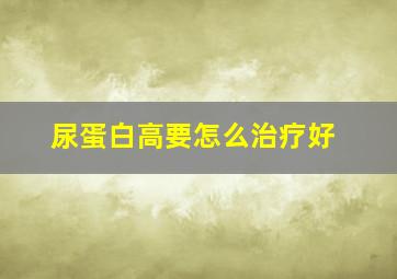 尿蛋白高要怎么治疗好