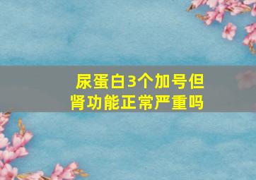 尿蛋白3个加号但肾功能正常严重吗