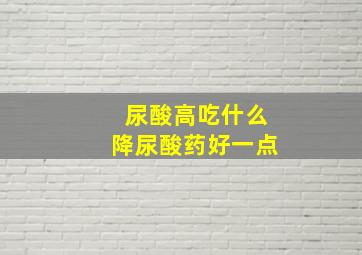 尿酸高吃什么降尿酸药好一点