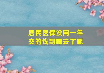 居民医保没用一年交的钱到哪去了呢