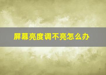 屏幕亮度调不亮怎么办