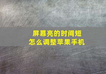 屏幕亮的时间短怎么调整苹果手机