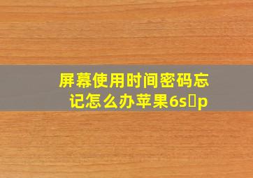 屏幕使用时间密码忘记怎么办苹果6s p