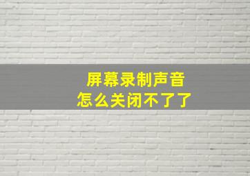 屏幕录制声音怎么关闭不了了