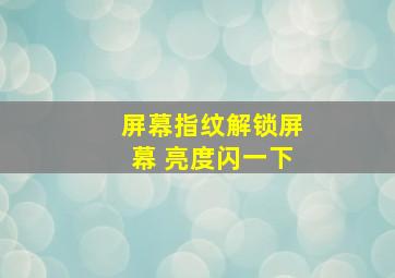 屏幕指纹解锁屏幕 亮度闪一下