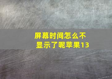 屏幕时间怎么不显示了呢苹果13