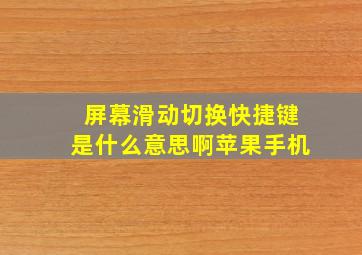 屏幕滑动切换快捷键是什么意思啊苹果手机