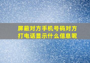 屏蔽对方手机号码对方打电话显示什么信息呢