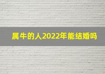 属牛的人2022年能结婚吗