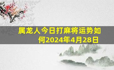 属龙人今日打麻将运势如何2024年4月28日