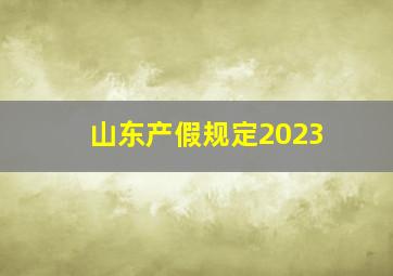 山东产假规定2023