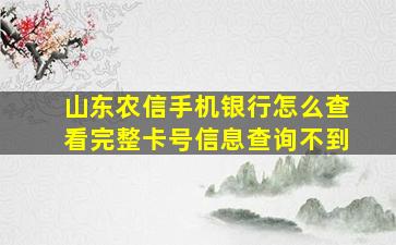 山东农信手机银行怎么查看完整卡号信息查询不到