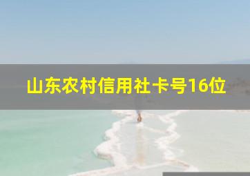 山东农村信用社卡号16位