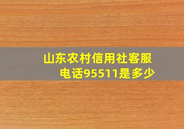 山东农村信用社客服电话95511是多少