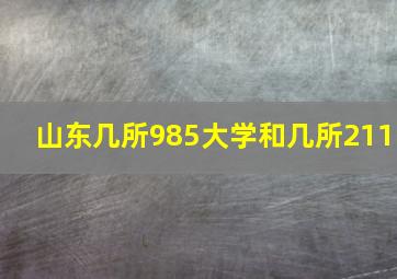 山东几所985大学和几所211