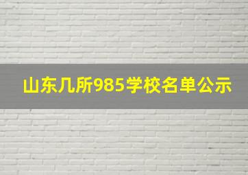 山东几所985学校名单公示