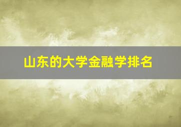 山东的大学金融学排名