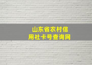 山东省农村信用社卡号查询网