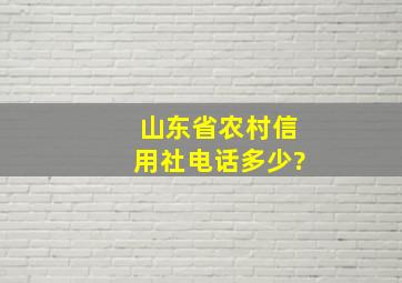 山东省农村信用社电话多少?