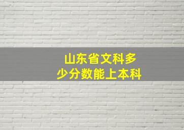 山东省文科多少分数能上本科