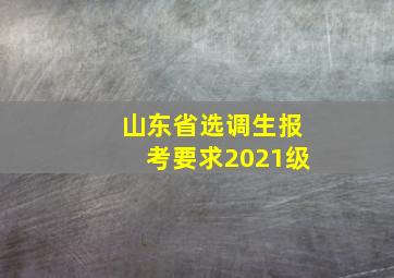 山东省选调生报考要求2021级