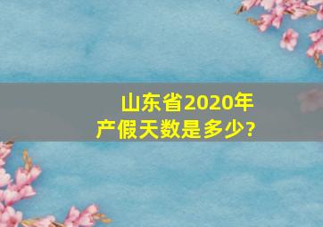 山东省2020年产假天数是多少?