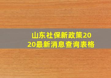 山东社保新政策2020最新消息查询表格