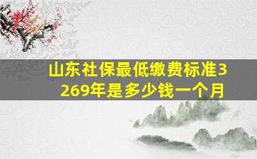 山东社保最低缴费标准3269年是多少钱一个月