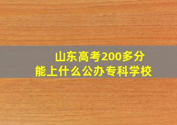 山东高考200多分能上什么公办专科学校