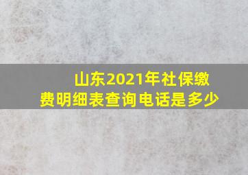 山东2021年社保缴费明细表查询电话是多少