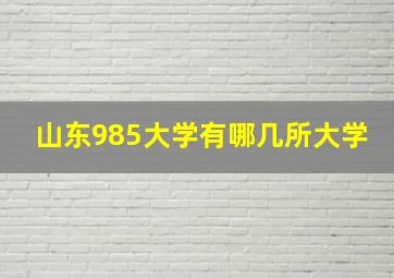 山东985大学有哪几所大学