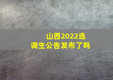 山西2022选调生公告发布了吗