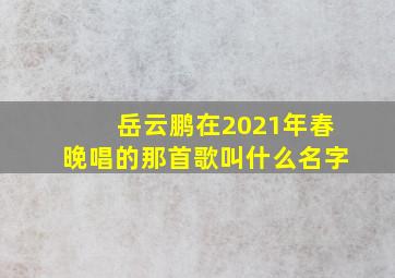 岳云鹏在2021年春晚唱的那首歌叫什么名字