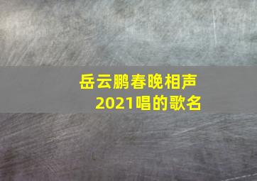 岳云鹏春晚相声2021唱的歌名